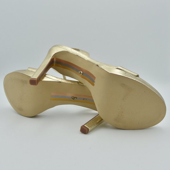 Sam Edelman Jade Ankle Strap Sandals with 4.3" heels, Gold Leather, Women's Sz 9 - Picture 10 of 13